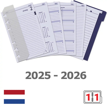 6321-25-26 150 x 95 mm Senior Agenda Planner Inserts Daily NL Complete Set 2025 2026